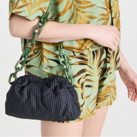 MANSUR GAVRIEL Black Woven Twist Mini Cloud Clutch (w/ Green Link Chain) - NWT - Picture 4 of 6